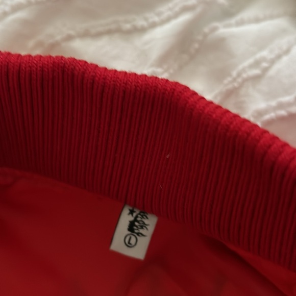 Red and Yellow Wool & P/U Leather Jacket - Picture 4 of 5